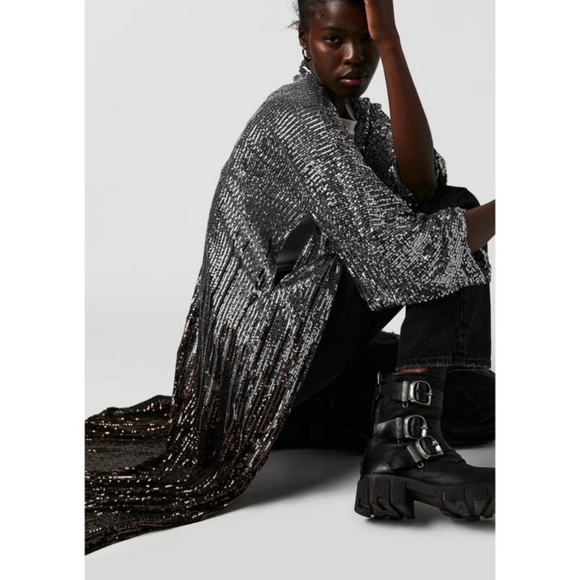 FREE PEOPLE Party On Sequin Kimono Jacket Duster - Picture 3 of 11